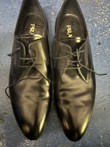 Prada black leather lace - prada, lace-up