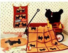 Vintage scottie dog rug, throw, cushion, hanging CROCHET PATTERN PAPER COPY