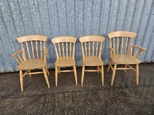 4x Quality Hardwood Dining Kitchen Chairs Carvers