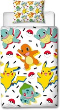 Pokemon Single Duvet Cover | Reversible Two Sided Featuring Pikachu, Squirtle