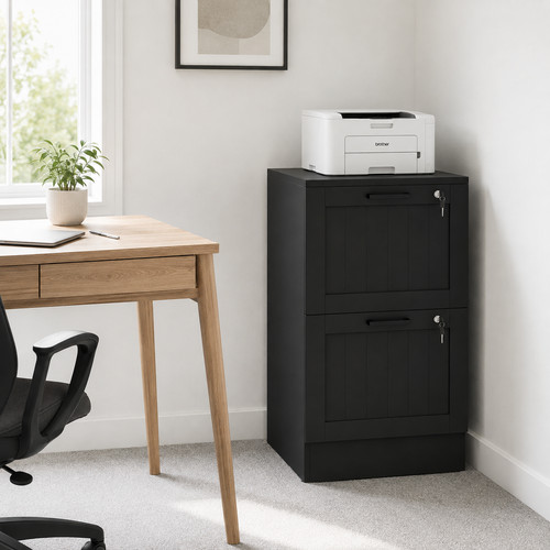 Black filing cabinet - black,