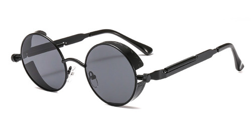 Vintage round sunglasses - round, black