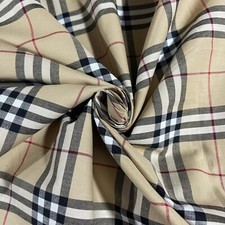 Beige 100% Cotton Tartan