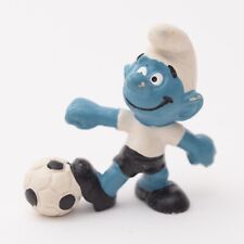 Vintage Peyo Football Smurf Figure Black & White Soccer Kit
