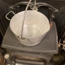 Vintage Silver Aluminium Metal Preserving Pan with Handle & Spout