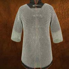 Aluminum Butted Chainmail Shirt Haubergeon, Medieval Costume Armor