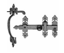 9" BLACK ANTIQUE FLEUR DE LYS COTTAGE SUFFOLK THUMB DOOR LATCH