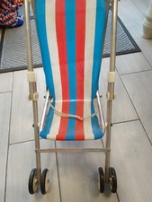 Vintage foldable red, white, blue Dolls Play Pram