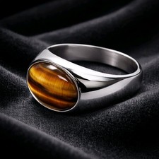 Silver Tiger Eye Gemstone Ring