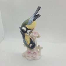 W. Goebel West Germany GREAT TITMOUSE Pair on a Cherry Tree Branch  Vintage 1973