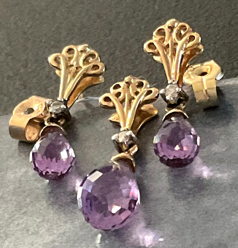 9ct gold amethyst briolette - 9ct,