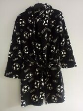 BOYS BLACK FLEECE HOODED DRESSING GOWN / ROBE SIZE 12 - 13 YEARS NEW
