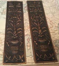 Reclaimed Solid Brass Door Finger Plates Antque Copper finish Large Oblong 1