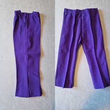 Vintage Kids Flared Trousers  -12- 18 Months- Purple Nylon 1970s  Mint Cond KB46