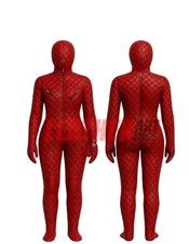 Red quilted leather catsuit - red,