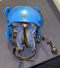 Royal Navy Blue Flight Deck Helmet with Head set and boom mike 1990's Ark Royal 