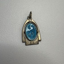 Rare Enamel Religious Italian Medal Our Lady of Walsingham Pendant