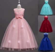 Kids Girl Princess Dress Party Pageant Prom Bridesmaid Wedding Long Flower Dress