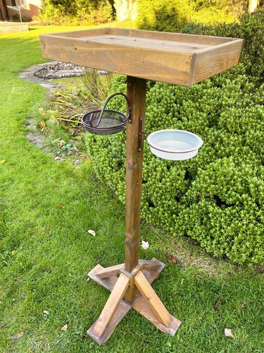 Wooden bird table feeder - feeder, large