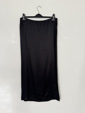 Hope Casual 2 Tone Maxi Long Skirt with High Split in Black UK 12