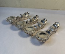 Set Of Four Metal Alloy  Chinese Dragon Design Chopstick/Spoon Holders Retro Vtg