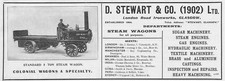 D STEWART & CO LTD Glasgow, Steam Wagons - Antique Engineering Advert 1909