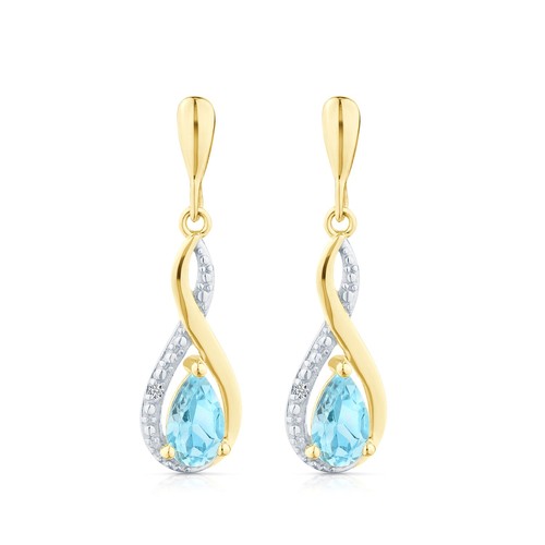 9ct yellow gold blue topaz - 9ct,