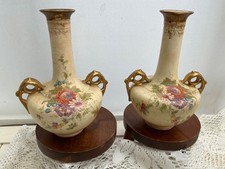 Antique Royal Bonn Porcelain Mantel Vases Hand painted Gilded Flowers 1890’s? X2