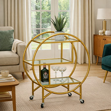 Gold Drinks Trolley With Glass