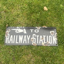 Train Station Enamel Sign Directional Railway Advertising Sign Shop Display