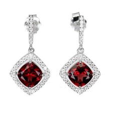 Silver earrings garnet - silver,