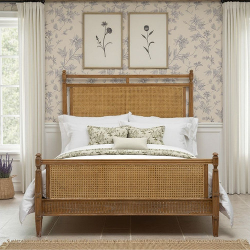Rattan bed frame solid wood - bed,