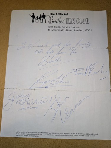 Beatles fan club - , letter