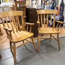 Solid Pine Farmhouse Carver Chairs x 2