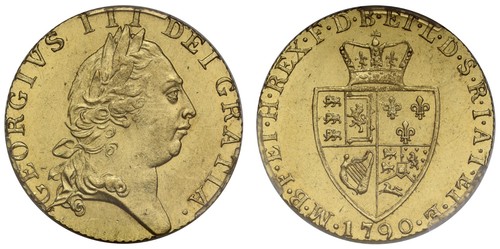 George iii 1790 - guinea,, ms62
