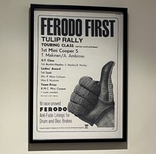 BMC Austin Morris Mini Cooper S Tulip Rally Ferodo 1964 Garage Wall Art Poster