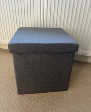 Cube Ottoman Grey Foldable with Lid Seat Storage Box