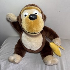 BHS Monkey Soft Plush Toy With Banana Battery Operated Laughing Moving Toy 10”