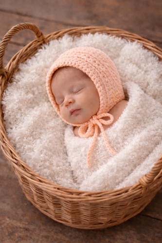 Knitted newborn baby - hat,, pea