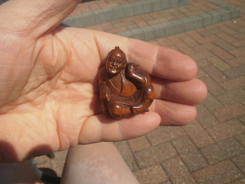 Hand carved wood netsuke - hand, man