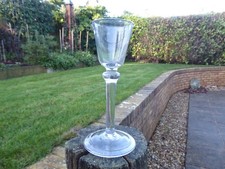 Antique Georgian glass balustroid wine c 1740 inverted baluster stem F/F  V.G.C.