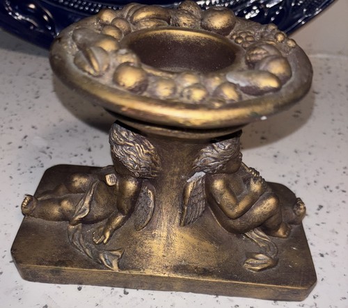 Gold cherub candle - cherub, holder