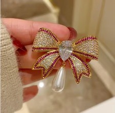 AB Rhinestone Bow Brooch - 10%