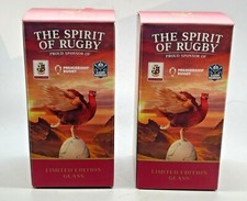 2 X FAMOUS GROUSE 'SPIRIT OF RUGBY' WHISKY GLASSES - PUB BAR HOME TWO PAIR 