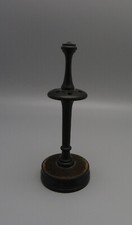 OLD HATPIN / HAT PIN STAND STAMPED EBONY WITH VELVET EFFECT COVERING TO BASE