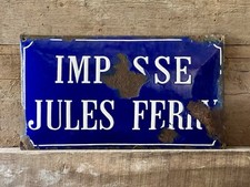Antique French Enamel Domed Metal Road Sign
