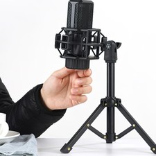 Metal Desktop Microphone Tripod Stand Alloy Foldable Mic Stand for Desk