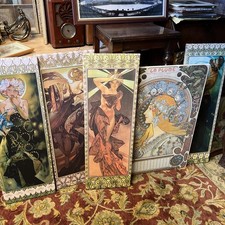 Moon And The Stars Canvas Print Wall Art Picture Art Nouveau alphonse mucha x 5 