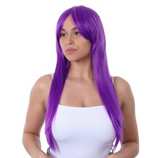 Long purple wig womens fancy - wig,