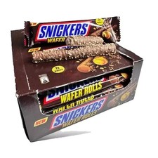24 x 24g Snickers Wafer Rolls Milk Chocolate Crispy Wafer BB-11/2025